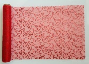 Organza 36 36cm x 5y glitrovaná červená