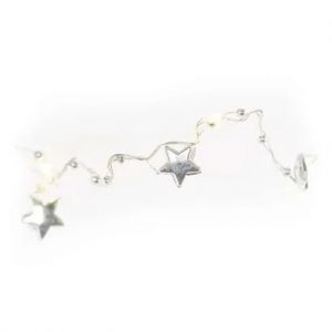 EMOS LED vánoční řetěz stříbrný – hvězdičky, 1,9 m, 2x AA, vnitřní, teplá bílá, časovač