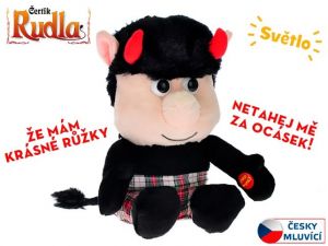 Čertík Rudla plyšový 20cm sedící na BO česky mluvící
