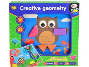 Mozaika geometrické tvary 22 dílků, 12 karet, 25 x 25 cm