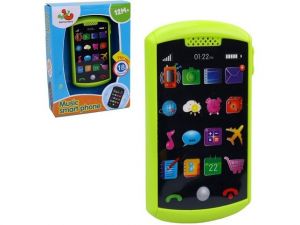 Mobilní telefon na baterie, se světlem a hudbou, 12 x 6,5 cm