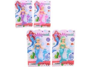 Panenka mořská panna na kartě, 3 barvy 15 cm