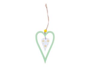 Závěs srdce 12cm dřevo zelená