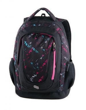 Batoh "Music Contour", černá-růžová, USB port, PULSE 122260
