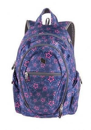 Batoh "Pink Stars", modrá-růžová hvězda, USB port, PULSE 122272