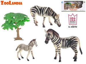 Zoolandia zebra s mláďaty a doplňky v krabičce