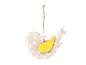 Závěs dřevo ptáček 17x10cm/2ks natur