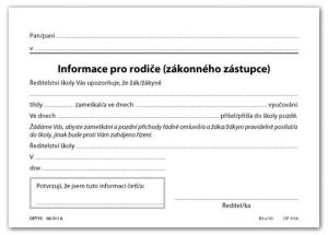 Informace pro rodiče, zákonného zástupce, list A6