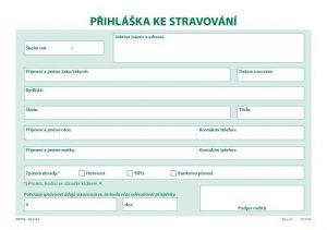 Přihláška ke stravování, list A5