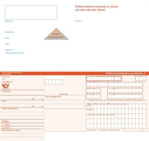 Poštovní dobírková poukázka A, s adresním štítkem