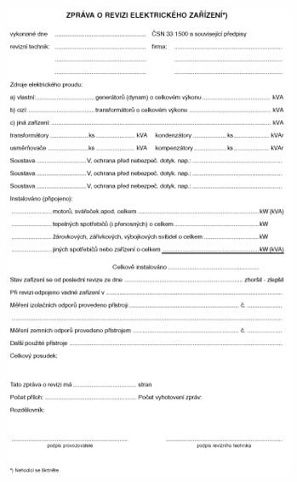 Zpráva o revizi elektrického zařízení A4