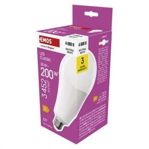 EMOS LED žárovka Classic A95 / E27 / 28 W (200 W) / 3452 lm / neutrální bílá