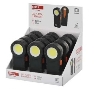 EMOS COB LED svítilna plastová, 3× AAA