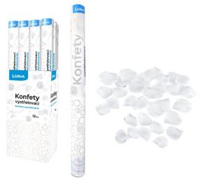 Konfety vystřelovací 60cm plátky růží bílé LUMA