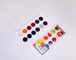 Anilinové vodové barvy brilantní, 12 barev průměr 22mm 174503/12