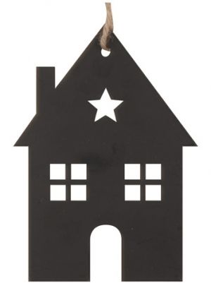 Kovový domek na zavěšení černý 8 x 12 cm