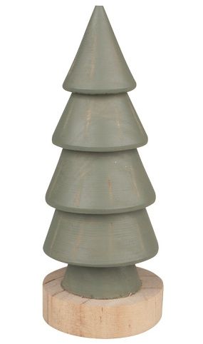 Dřevěný stromeček na postavení zelená patina 7 x 17 cm