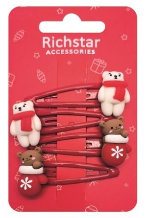 Sponky do vlasů vánoční, 4 ks