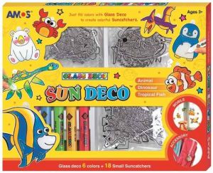 Sada ZVÍŘÁTKA, barvy na sklo 6 ks + 18 sklíček