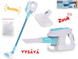 Vysavač tyčový 34cm na baterie s doplňky 3ks se světlem a zvukem v krabičce