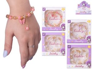 Náramek s motýlím medailonkem v krabičce 4barvy