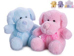 Pejsek plyšový 15cm sedící s mašlí 4barvy v krabičce