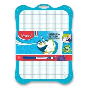 Stíratelná tabulka MAPED bíla 17x24cm s příslušenstvím, mix barev