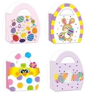 Taška papírová velikonoční se zlatou ražbou M 18 x 23 x 10 cm