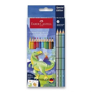 Pastelky Faber-Castell Colour Grip Dinosaurus souprava, 13 ks
