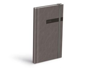 Diář 2026 T806 PU s gumkou gray 90x170mm