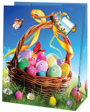 Dárková taška střední o rozměrech 19x10,2x23cm s velikonočním motivem