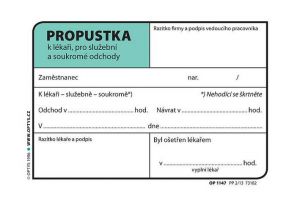 Propustka, A7, 100 listů, OPTYS 1147