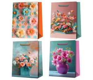 Taška dárková 26,5 x 32,5 x 13,5cm KVĚTY mix