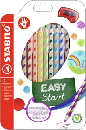 STABILO Ergonomické pastelky pro praváky - EASYcolors - 12 ks sada s ořezávátkem - 12 různ