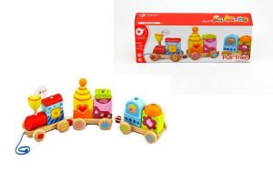 Vlak dřevo tahací 15ks 15 dílků