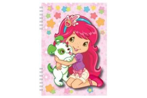 Psací sada - zápisník A5 s vazbou twin wire 3D aplikací Strawberry + kuličkové pero