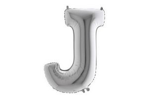 Balonek foliové písmeno J stříbrné 102cm 40"
