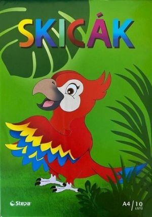 Skicák, kreslicí karton A4, 10 listů, 180g/m2, bílá, STEPA