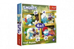 Puzzle 4v1 Život ve Šmoulí vesnici