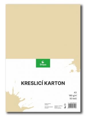 Kreslicí karton barevný A3/50/180g - krémová, STEPA