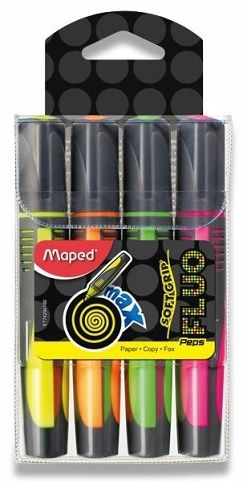 Zvýrazňovač MAPED Fluo Peps Max pouzdro 4 barvy