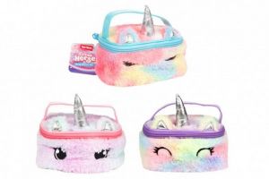 Taška kosmetická jednorožec plyšová 16 x 12cm