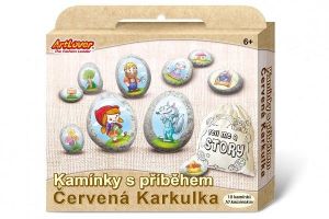 Malování na oblázky/kameny s příběhem Červená Karkulka kreativní sada v krabičce