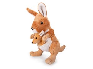 Klokan plyšový 29cm stojící s mládětem 0m+ v sáčku