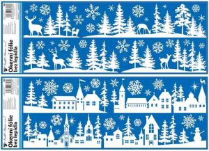 Okenní fólie s glitrem jelen, město 59,5 x 21 cm