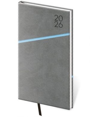 Diář týdenní kapesní Grife - šedo/modrá 2026 / 15cm x 8cm / DGR426-2-26