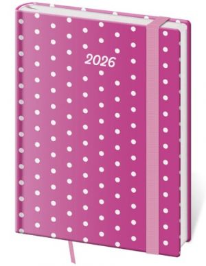 Diář denní B6 Vario - Pink s gumičkou 2026 / 16,5cm x 12cm / DV432-23-26