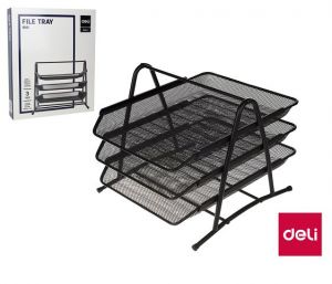 Zásuvka s třemi přihrádkami drátěná černá