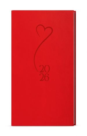 Diář týdenní - Jakub - Vivella s ražbou - kapesní - červená - Srdce 2026 / 15cm x 7,5cm /