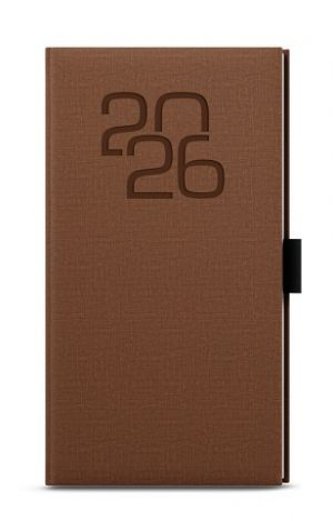 Diář týdenní - Jakub - Fabric - kapesní - hnědá 2026 / 15cm x 7,5cm / BTJ27-7-26
